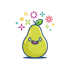 Pear fruit smiling kawaii emoticon cartoon illustration