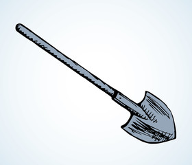Shovel. Vector drawing icon sign