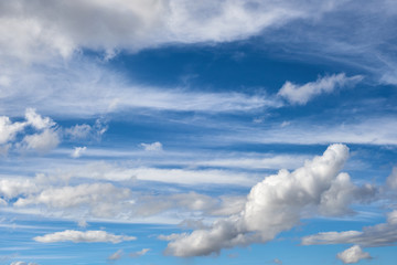 Fototapeta premium View of the scenic deep blue sky with clouds.