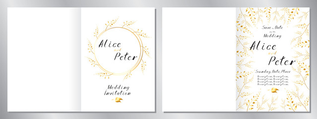 Fototapeta na wymiar Wedding invitation template - 2 x A5 size (148x210mm)