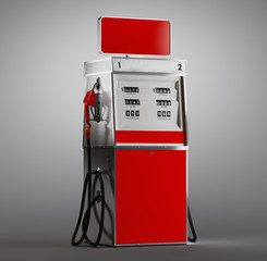 Gas station on the white background, 3d rendering