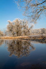 Die Waldnaab nach einer Frostnacht im Januar