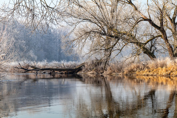 Die Waldnaab nach einer Frostnacht im Januar