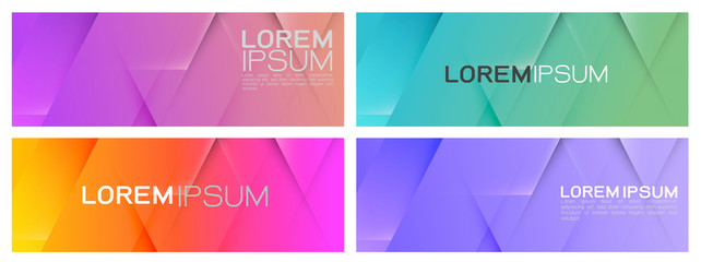 Set of colorful repeating triangles gradient geometric in contemporary style. Abstract geometric horizontal template and modern stylish texture. Vector illustration