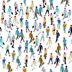 seamless isometric vector people walking 