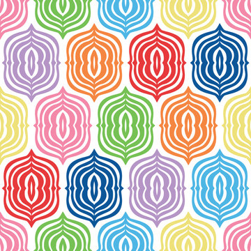 Multi Color Neutral Gender Ogee Brackets Vector Seamless Pattern. I Can Picture This Bright Pattern On A Playroom Wall, In A Neutral Gender Baby Nursery, And Also As Bedding For A Teen.