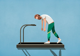 Tired man tired man walking on treadmill