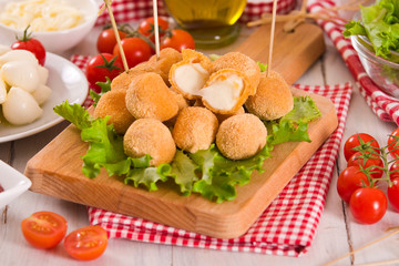 Fried Mozzarella cheese balls.