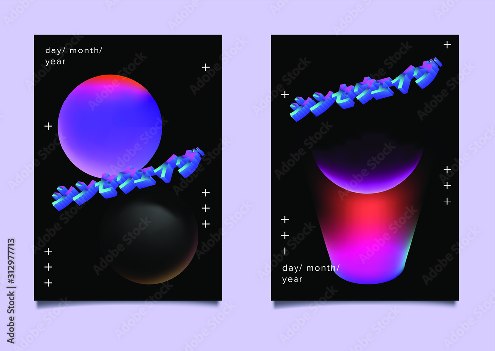 Poster abstract futuristic posters with fantasy cosmic landscape. vaporwave, futuresynth or outrun style fl