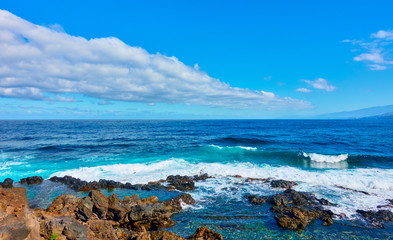 Atlantic Ocean and rocky coast of Tenerife island,