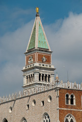 Fototapeta na wymiar Venice, Italy: View of Campanile at the Piazza San Marco (St Mark's Campanile, Italian: Campanile di San Marco)
