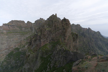 Landscape of madeira island trekking path between pico do arieiro and ruivo