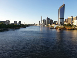 Panorama from Brisbane skyline and south bank in Australia