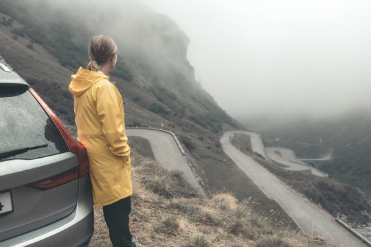 Woman looking at road