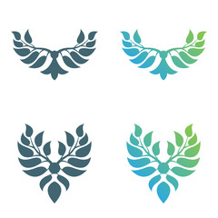 Set of abstract foliate decorations. Foliage vector symbol.