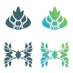 Naklejka premium Set of abstract foliate decorations. Foliage vector symbol.