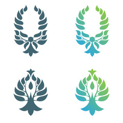 Obraz premium Set of abstract foliate decorations. Foliage vector symbol.