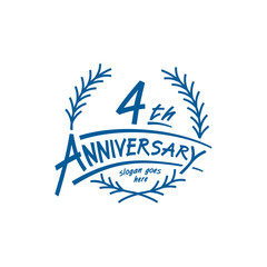 4 years design template. Fourth years logo. Vector and illustration. 
