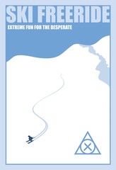 Minimalist winter poster. Ski freeride. Vector illustration