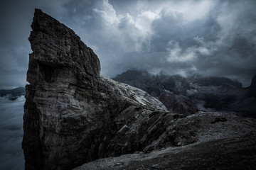 dark mountains and heavy clouds