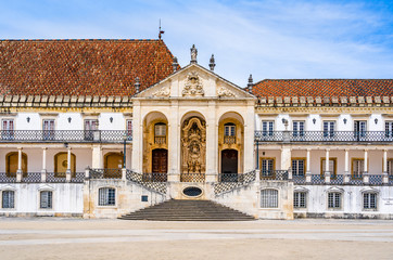 Fototapeta na wymiar Facade of the University of Coimbra buildong in Coimbra, Portugal