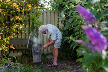 Senior man in garden