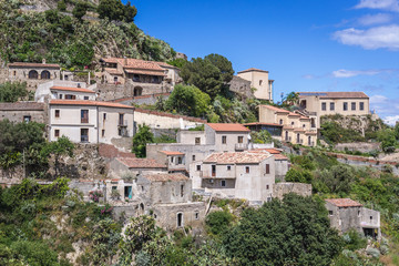 Fototapeta na wymiar Aerial view in Savoca village on Sicily Island in Italy
