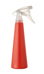 Red flower sprayer isolated on a white background. Close up.