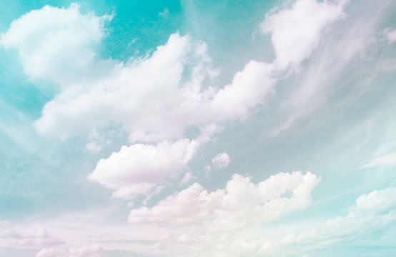 Sky and clouds in vintage style, gradient of pastel colors. Sky only.