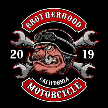 vector of biker pig or hog for motorcycle club logo