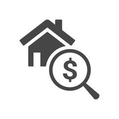 Home appraisal icon. Real estate clipart isolated on white background. Vector illustration.