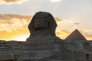 End of a day in Giza pyramid complex