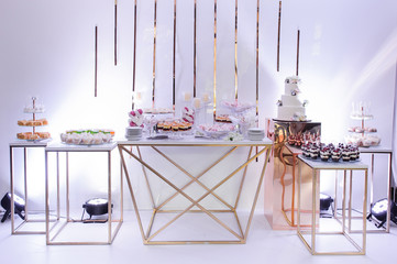 Delicious sweets on candy bar