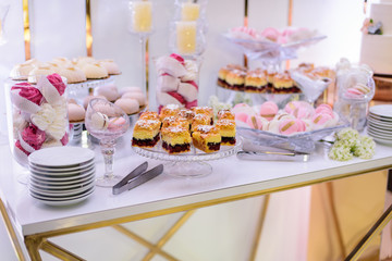 Delicious sweets on candy bar