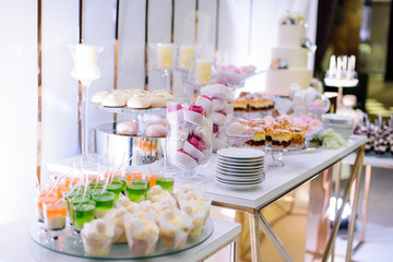 Delicious sweets on candy bar