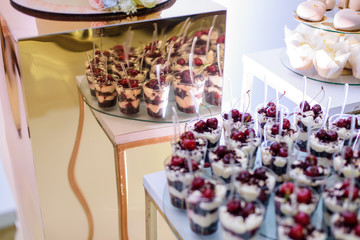 Delicious sweets on candy bar