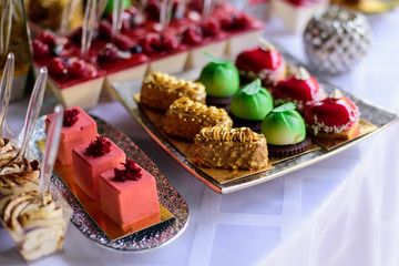 Delicious sweets on candy bar