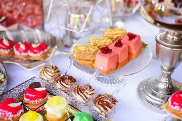 Delicious sweets on candy bar