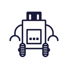 robot with wheels cyborg isolated icon