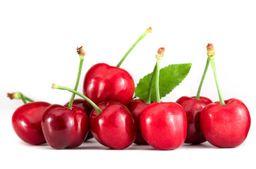  red cherries on a white background