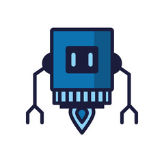 robot floating cyborg isolated icon