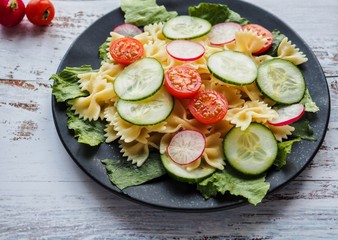 Pasta Farfalle salad on a plate