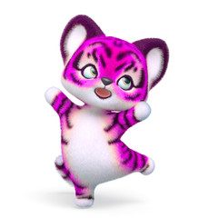 Fototapeta na wymiar cute tiger cartoon in white background