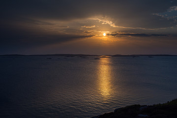Glowing sunset over the sea.