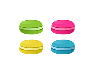 Set of colorful macarons. Collection of french sweets macarons
