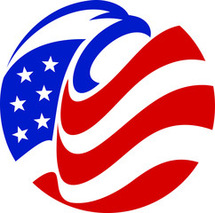 Eagle Head american flag circle simple