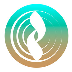 Abstract icon or logo - two petals on blurred water circles