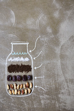 Dried food with arrow symbols