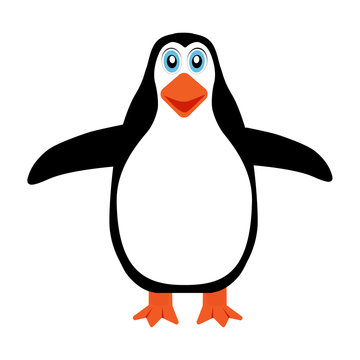 Penguin icon on a white background with beak and wings