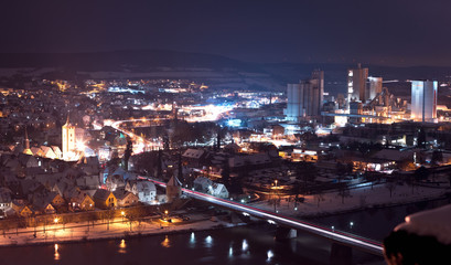 Fototapeta na wymiar Karlstadt city at night in winter